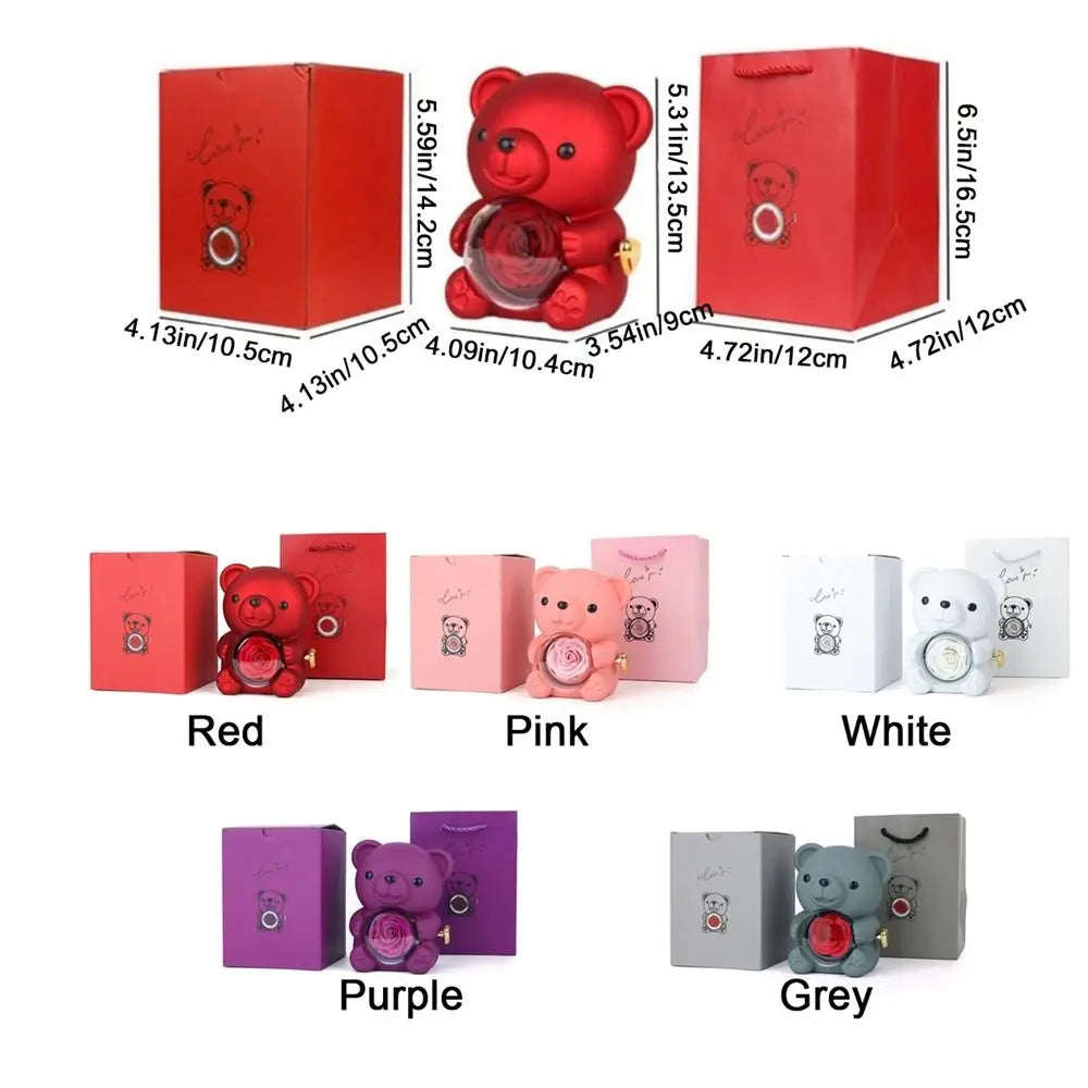 Plastic Rotating Hugging Bear Jewelry Box
