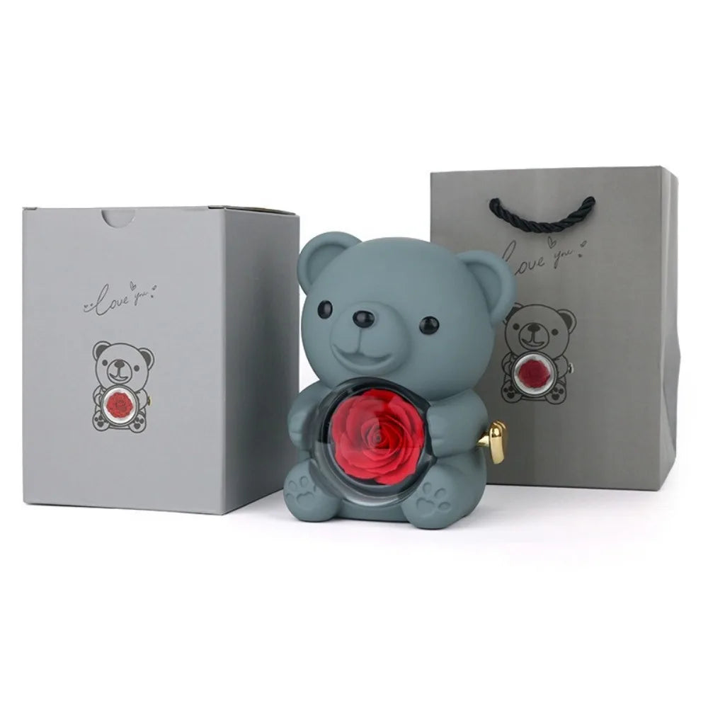 Plastic Rotating Hugging Bear Jewelry Box