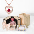 Heart Zircon Necklace Set And Cute Bear Rose Gift Box