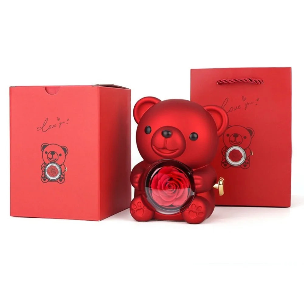 Plastic Rotating Hugging Bear Jewelry Box