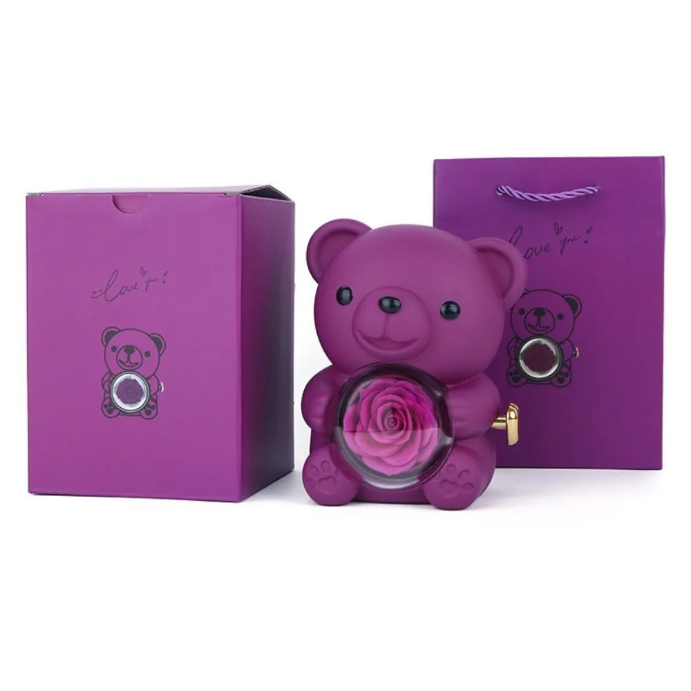 Plastic Rotating Hugging Bear Jewelry Box