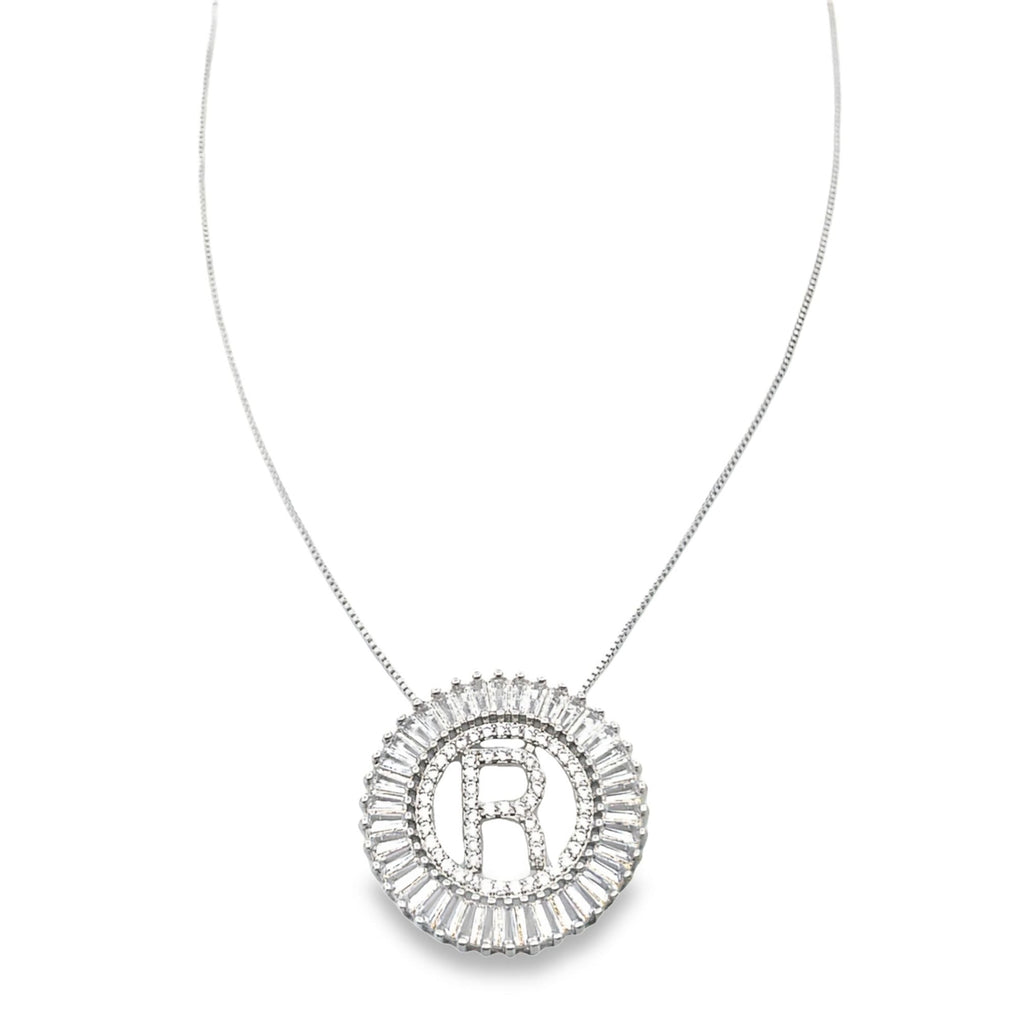 Initial Name Necklace With Multi Color CZ Cubic Zirconia Stones (G68)