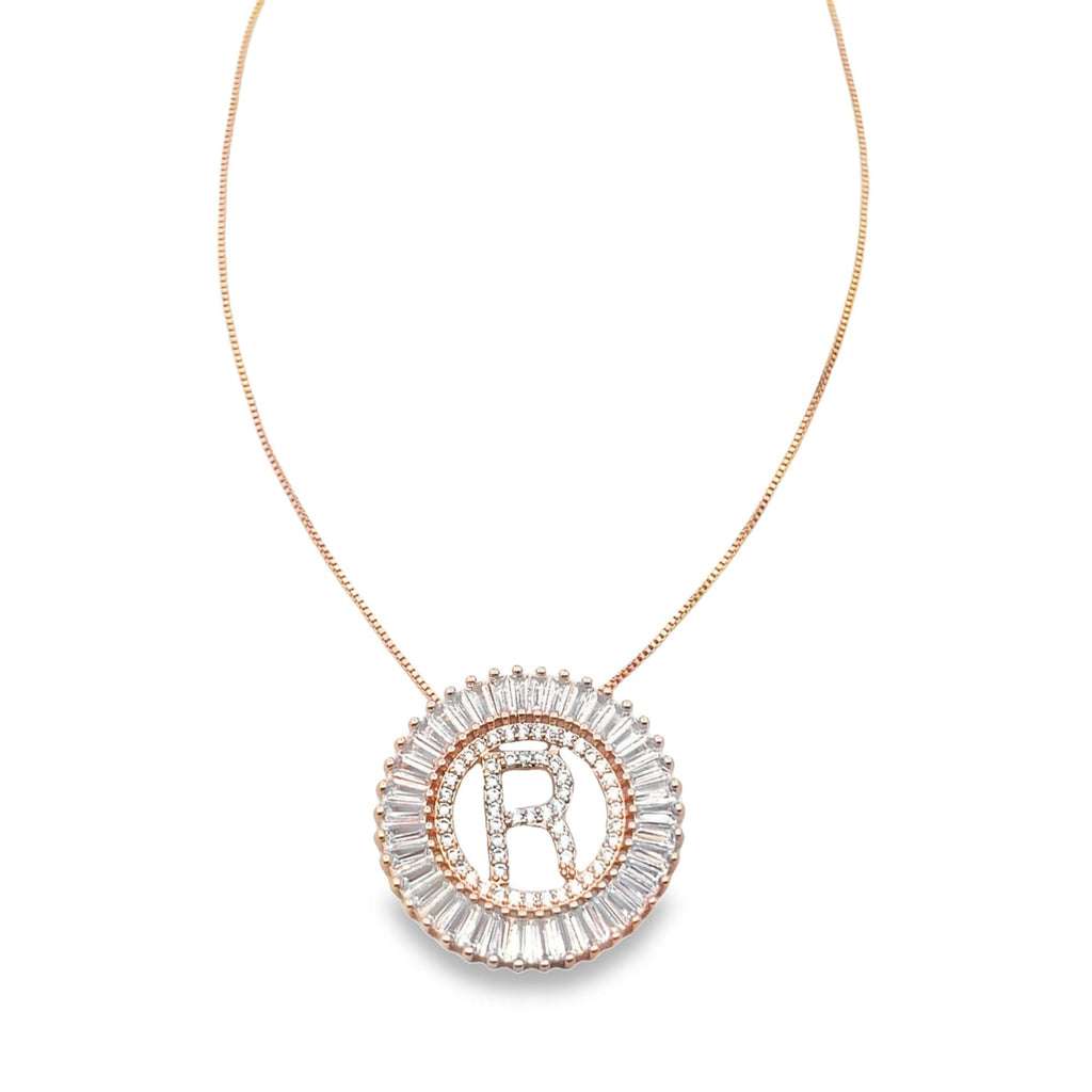 Initial Name Necklace With Multi Color CZ Cubic Zirconia Stones (G68)