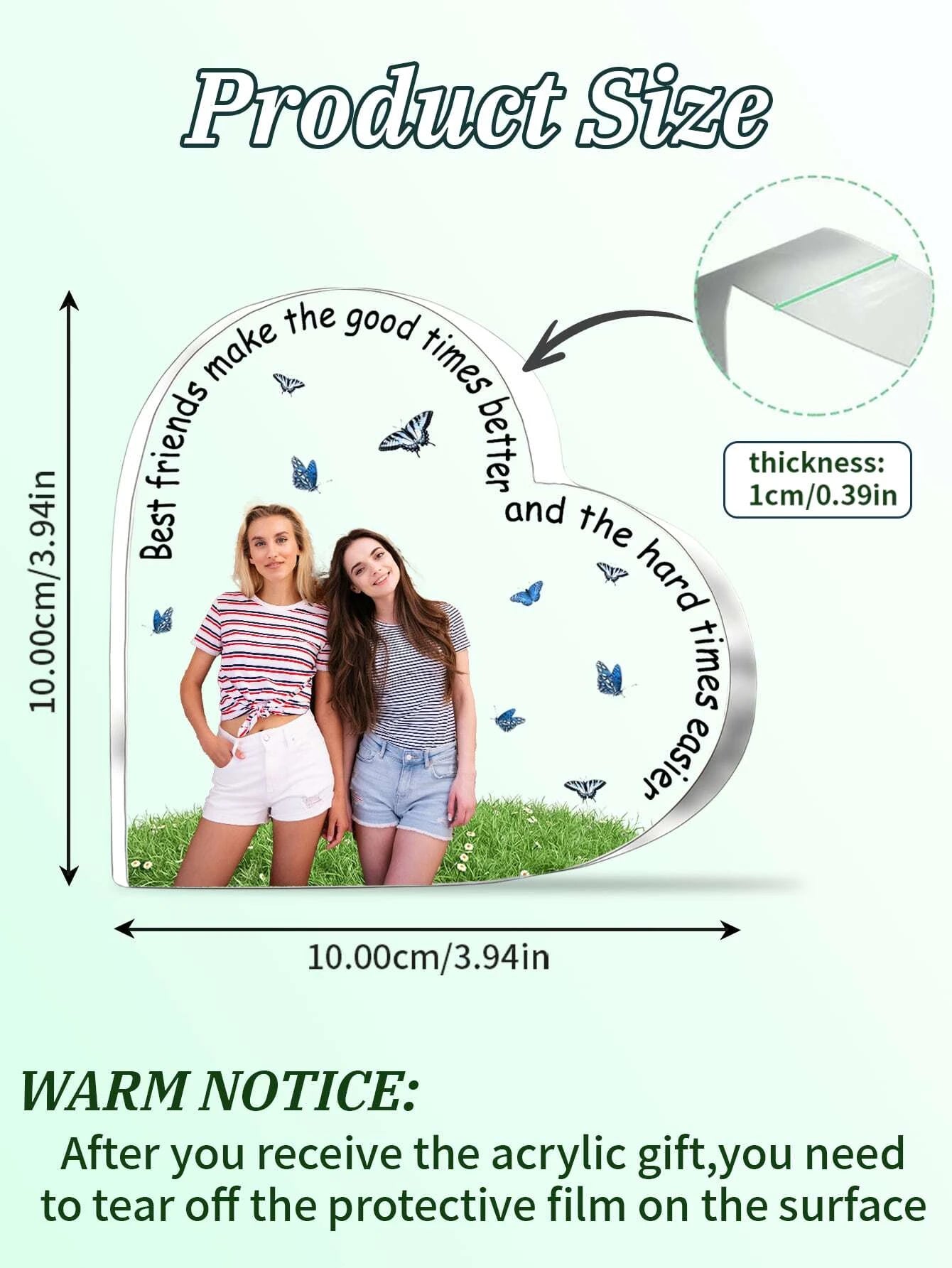 1 Piece Custom Heart Shaped Acrylic Plaque Couple Photo Name Personalized Gift For Valentine Wedding Anniversary Christmas Home