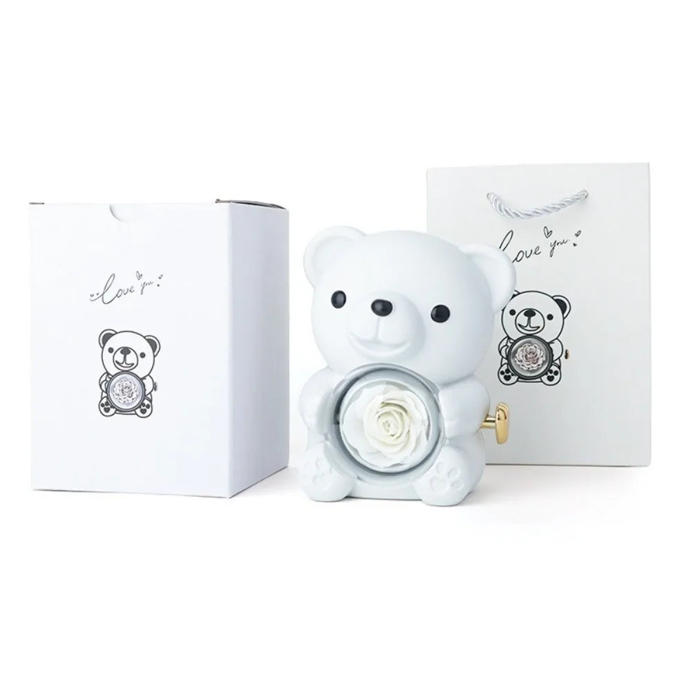 Plastic Rotating Hugging Bear Jewelry Box