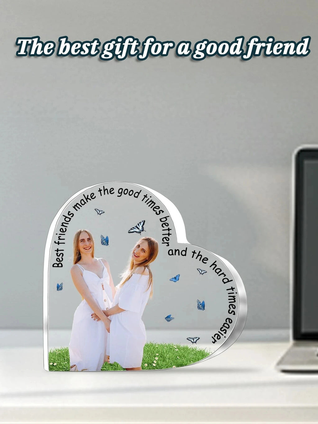 1 Piece Custom Heart Shaped Acrylic Plaque Couple Photo Name Personalized Gift For Valentine Wedding Anniversary Christmas Home