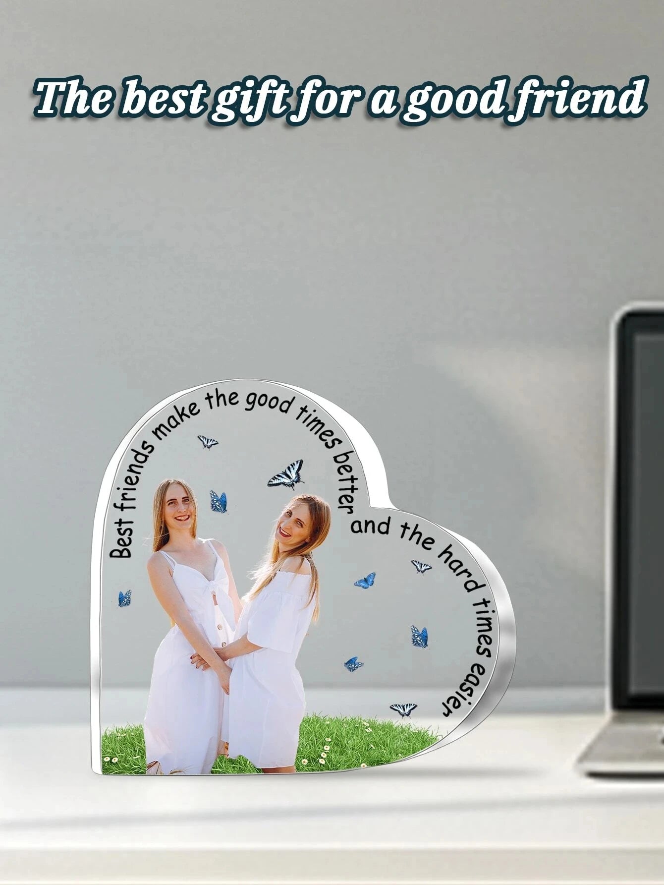 1 Piece Custom Heart Shaped Acrylic Plaque Couple Photo Name Personalized Gift For Valentine Wedding Anniversary Christmas Home