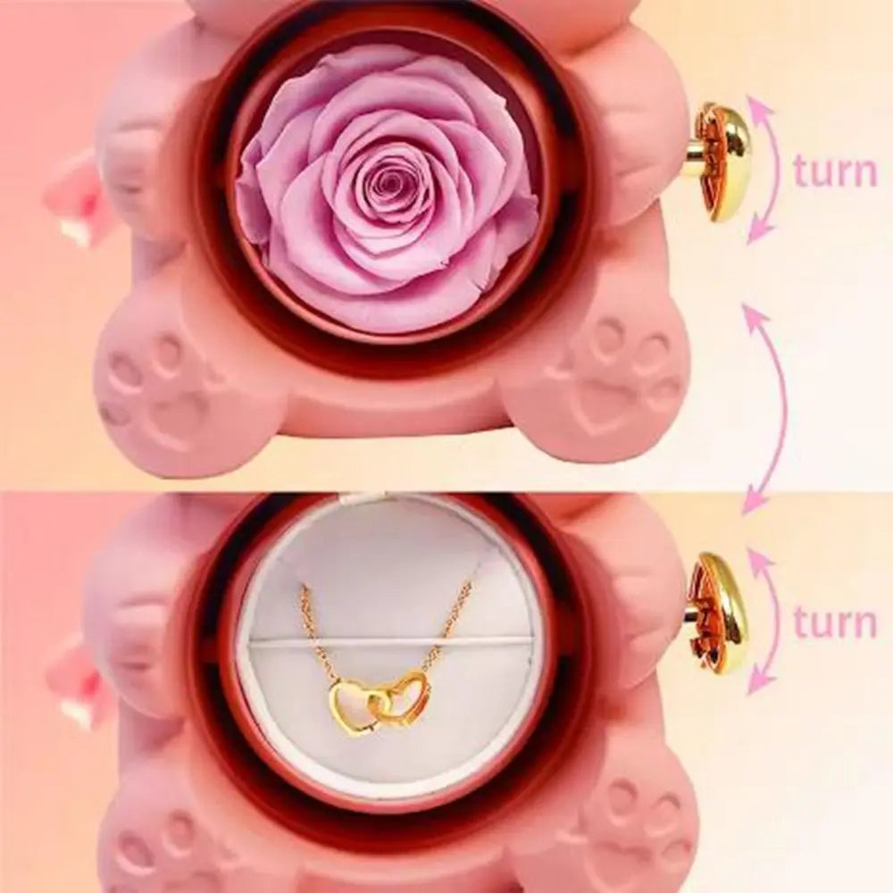 Plastic Rotating Hugging Bear Jewelry Box
